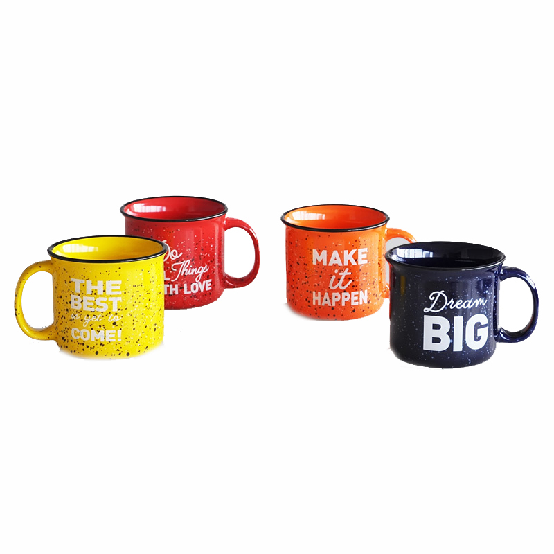 ceramic two tone coffee mug with spraying dot