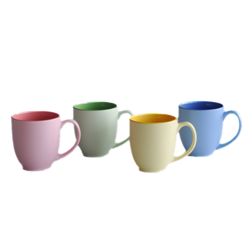 14oz Belly Shape Ceramic Coffee Mug, Glossy inside and Mat outside