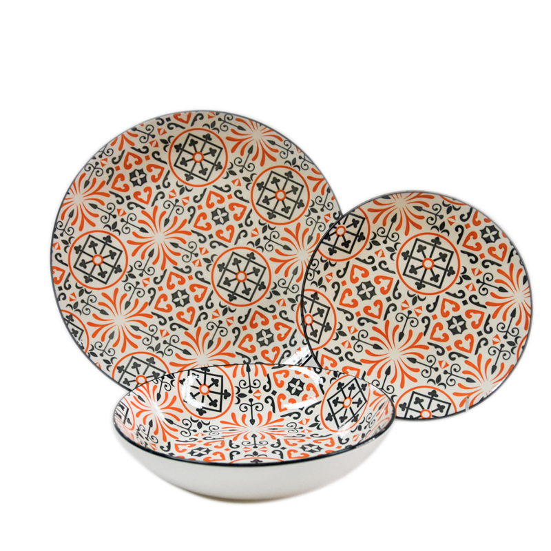 12pcs porcelain dinnerware set with PAD printing food safe dinner set unique design