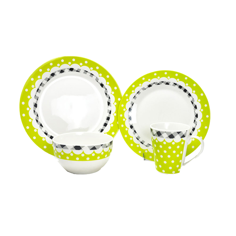 Ceramic 16pcs round shape dinner set with decal,porcelain for 4 people.