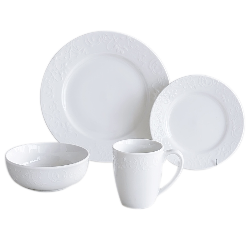 Porcelain 16pcs dinner set with embossment