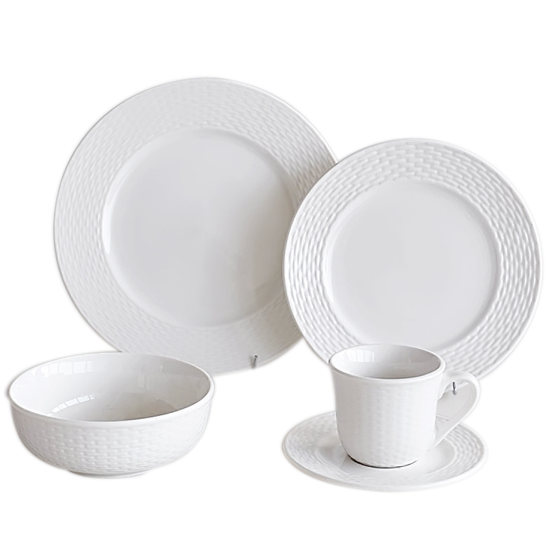 20PCS CERAMIC DINNER SET WITH EMBOSSMENT,CUSTOM CERAMIC DINNERWARE SET
