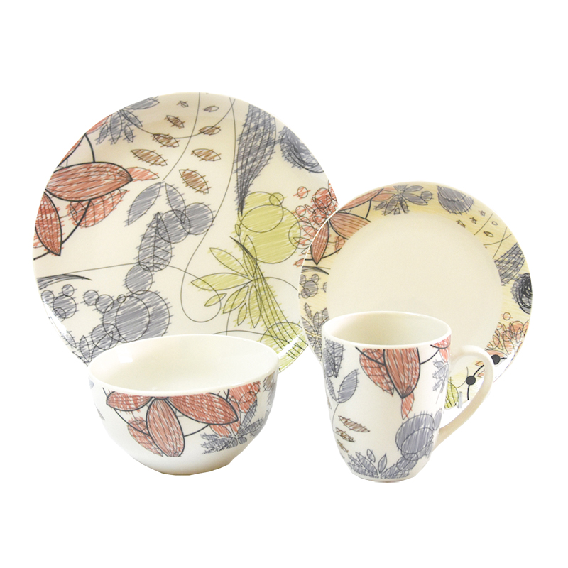 Small Size 16Pcs and Ceramic Dinnerware Set with Decal