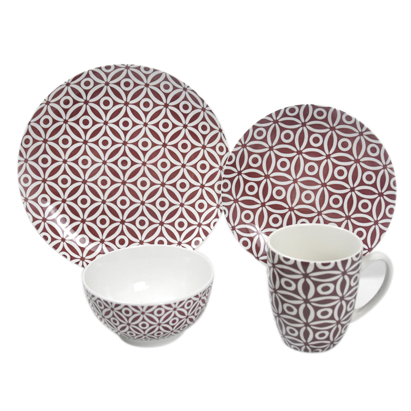 16PCS Ceramic Decaled and Round Dinnerware Set