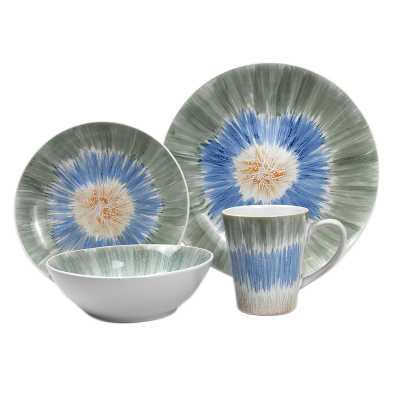 16pcs porcelain dinner set with marine theme decal printing