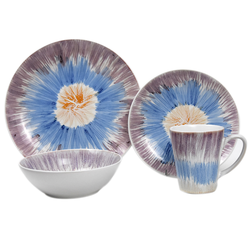 16pcs porcelain dinner set with marine theme decal printing