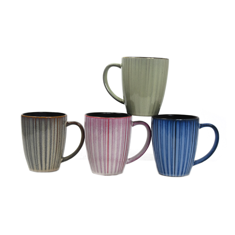 gift ceramic glaze belly shape coffee mug, embossment outside.